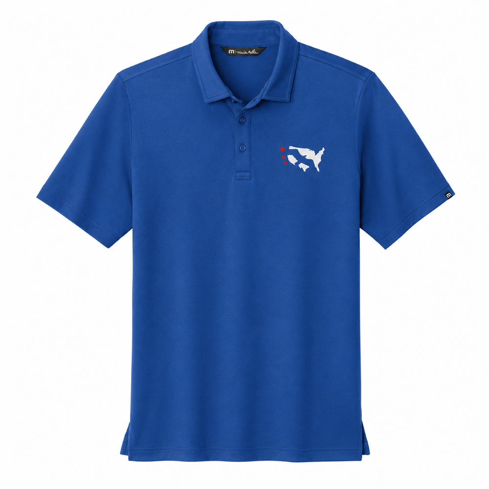 TravisMathew Coto Performance Polo — Royal Blue, front view