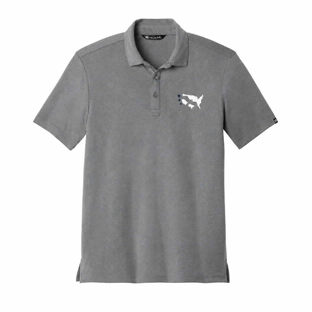 TravisMathew Coto Performance Polo — Grey, front view