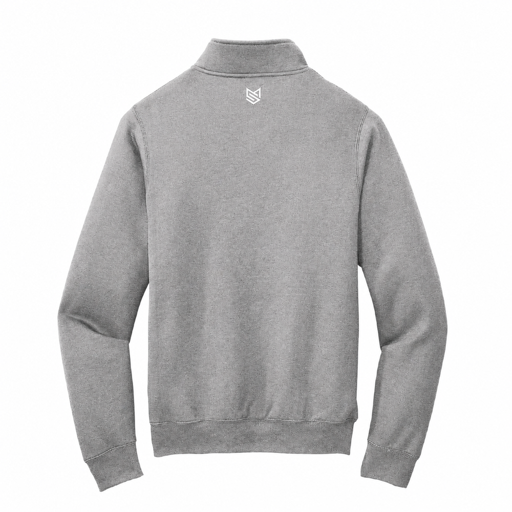 Fleece 1/4-Zip Pullover Sweatshirt | Embroidered — Grey, back view