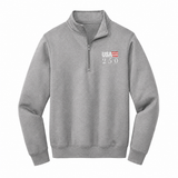Fleece 1/4-Zip Pullover Sweatshirt | Embroidered — Grey, front view