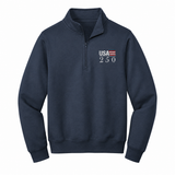 Fleece 1/4-Zip Pullover Sweatshirt | Embroidered — Navy, front view