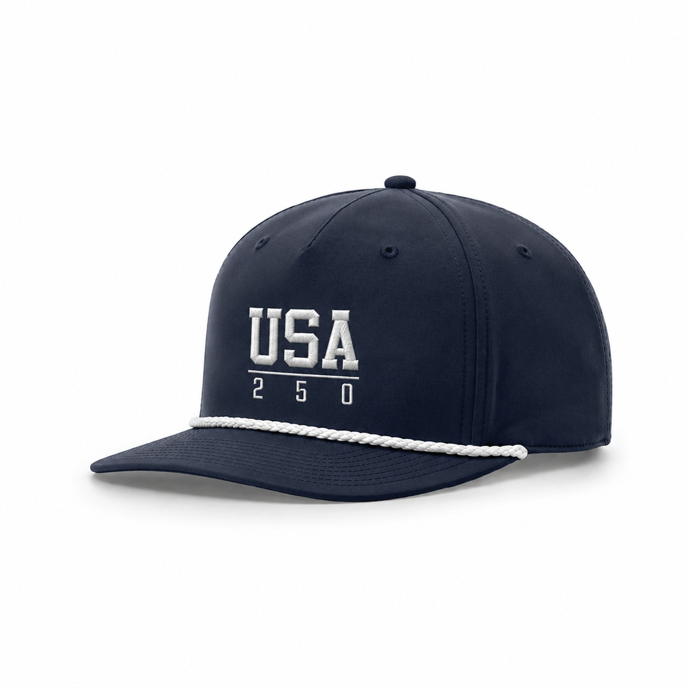 Richardson Classic Rope Cap | Embroidered — Navy/White, front view