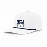 Richardson Classic Rope Cap | Embroidered — White/Navy, front view