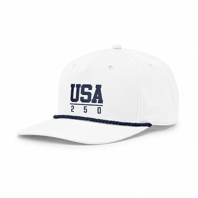 Richardson Classic Rope Cap | Embroidered — White/Navy, front view