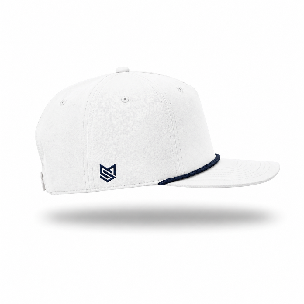 Richardson Classic Rope Cap | Embroidered — White/Navy, side view